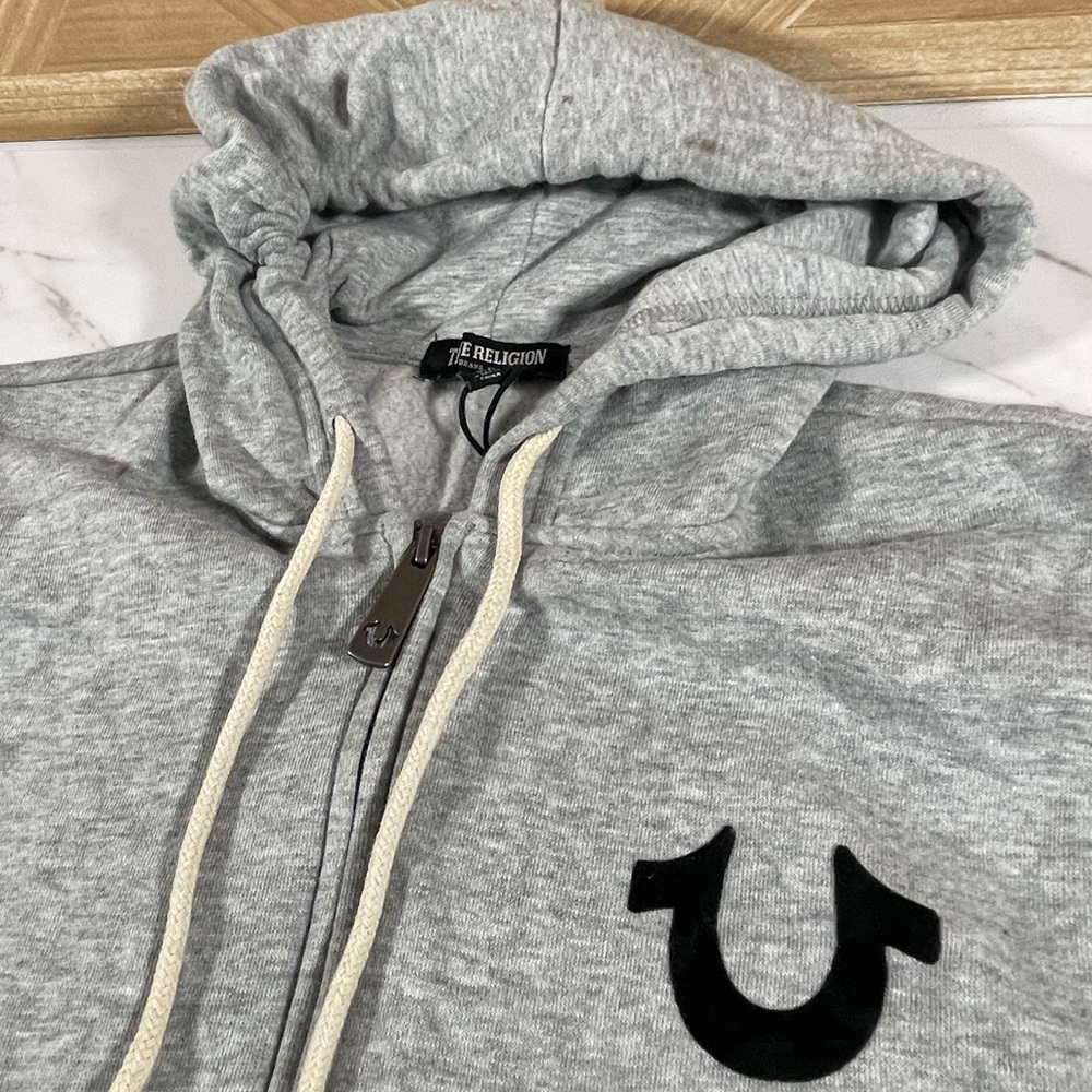 MEN'S TRUE RELIGION LOGO ZIP UP HOODIE JACKET SMALL